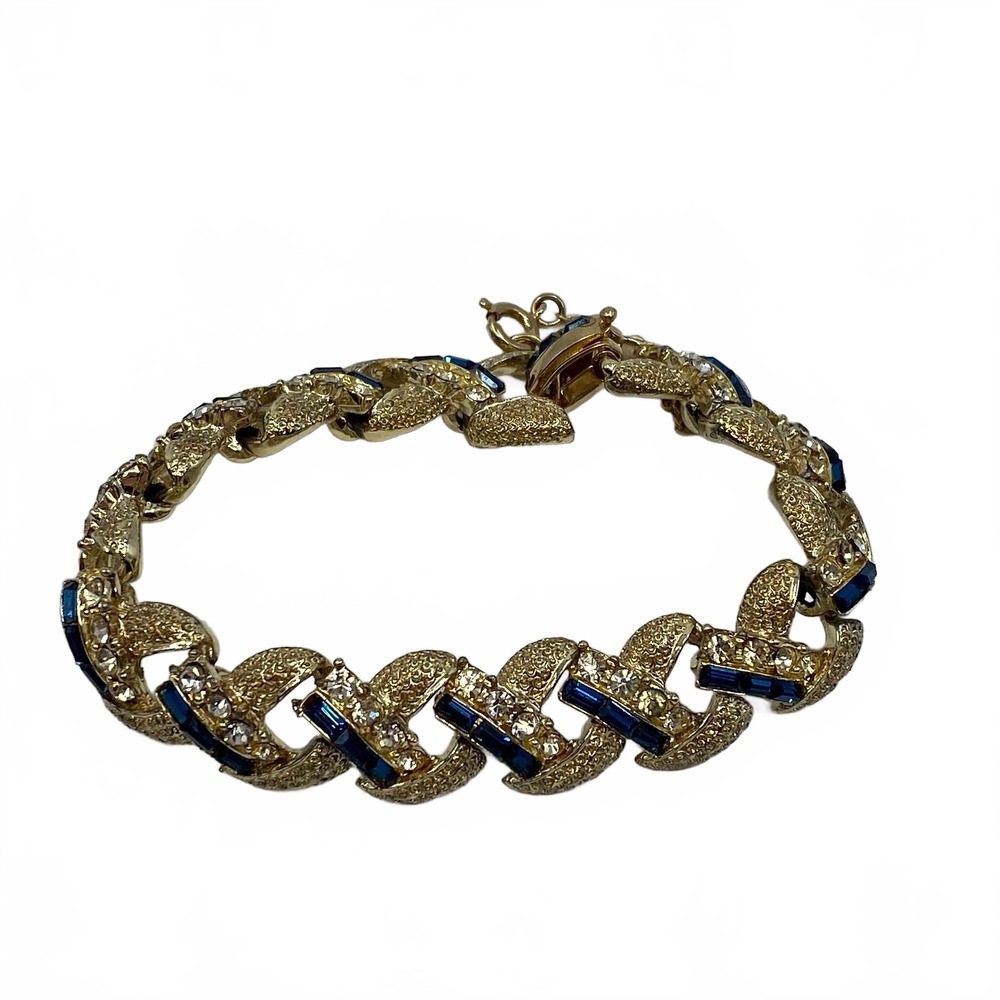 Coro Pegasus Vintage Gold Rhinestone Chain Bracelet | One Size